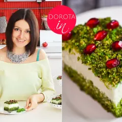 Dorota prezentuje sprawdzony przepis na leśny mech – deser z kremem i pistacjami, ozdobiony granatem.